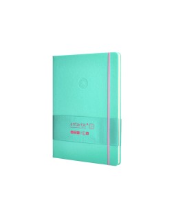 Cuaderno con gomilla antartik notes tapa dura a4 hojas cuadricula rosa y turquesa 100 hojas 80 gr fsc