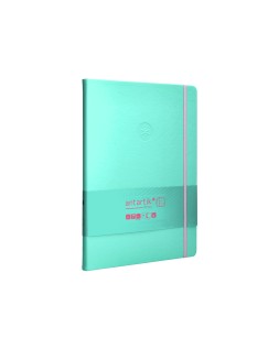Cuaderno con gomilla antartik notes tapa dura a4 hojas cuadricula rosa y turquesa 100 hojas 80 gr fsc