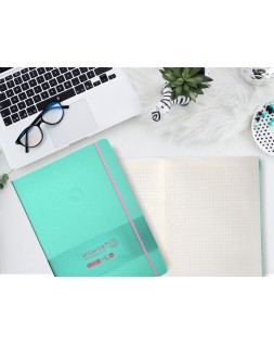 Cuaderno con gomilla antartik notes tapa dura a4 hojas cuadricula rosa y turquesa 100 hojas 80 gr fsc
