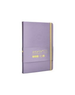 Cuaderno con gomilla antartik notes tapa dura a5 hojas cuadricula morado y amarillo 100 hojas 80 gr fsc