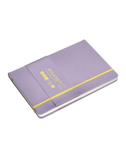 Cuaderno con gomilla antartik notes tapa dura a5 hojas cuadricula morado y amarillo 100 hojas 80 gr fsc