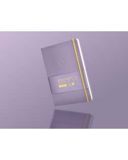 Cuaderno con gomilla antartik notes tapa dura a5 hojas cuadricula morado y amarillo 100 hojas 80 gr fsc