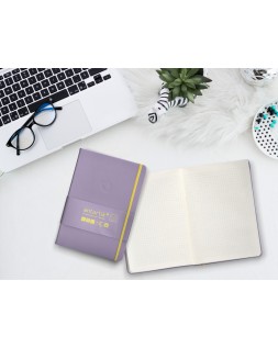 Cuaderno con gomilla antartik notes tapa dura a5 hojas cuadricula morado y amarillo 100 hojas 80 gr fsc