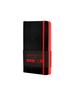 Cuaderno con gomilla antartik notes tapa blanda a6 cuadricula negro y rojo 100 hojas 80 gr fsc