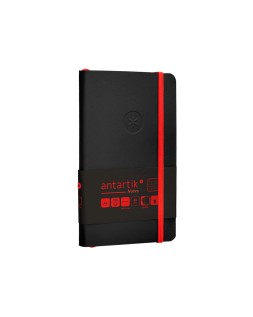 Cuaderno con gomilla antartik notes tapa blanda a6 cuadricula negro y rojo 100 hojas 80 gr fsc