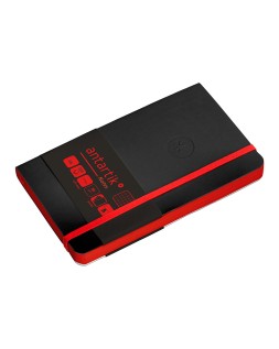 Cuaderno con gomilla antartik notes tapa blanda a6 cuadricula negro y rojo 100 hojas 80 gr fsc