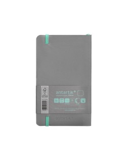 Cuaderno con gomilla antartik notes tapa blanda a6 hojas lisas gris y turquesa 100 hojas 80 gr fsc