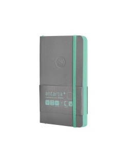 Cuaderno con gomilla antartik notes tapa blanda a6 hojas lisas gris y turquesa 100 hojas 80 gr fsc