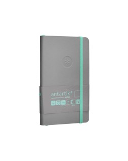 Cuaderno con gomilla antartik notes tapa blanda a6 hojas lisas gris y turquesa 100 hojas 80 gr fsc