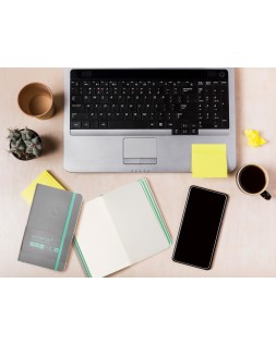 Cuaderno con gomilla antartik notes tapa blanda a6 hojas lisas gris y turquesa 100 hojas 80 gr fsc