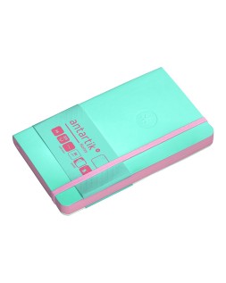 Cuaderno con gomilla antartik notes tapa blanda a6 hojas lisas rosa y turquesa 100 hojas 80 gr fsc