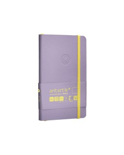 Cuaderno con gomilla antartik notes tapa blanda a6 hojas lisas morado y amarillo 100 hojas 80 gr fsc