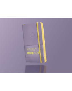 Cuaderno con gomilla antartik notes tapa blanda a6 hojas lisas morado y amarillo 100 hojas 80 gr fsc