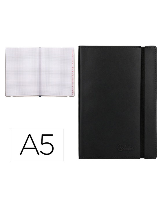 Libreta indice liderpapel similpiel a5 120 hojas 70gr color negro