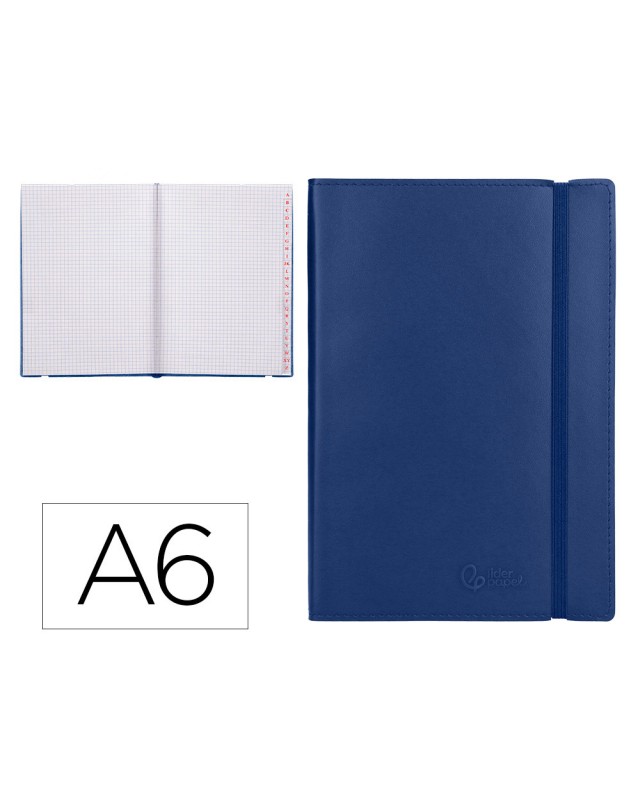 Libreta indice liderpapel similpiel a6 120 hojas 70gr color azul