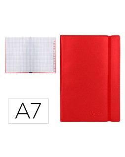 Libreta indice liderpapel similpiel a7 120 hojas 70gr color rojo