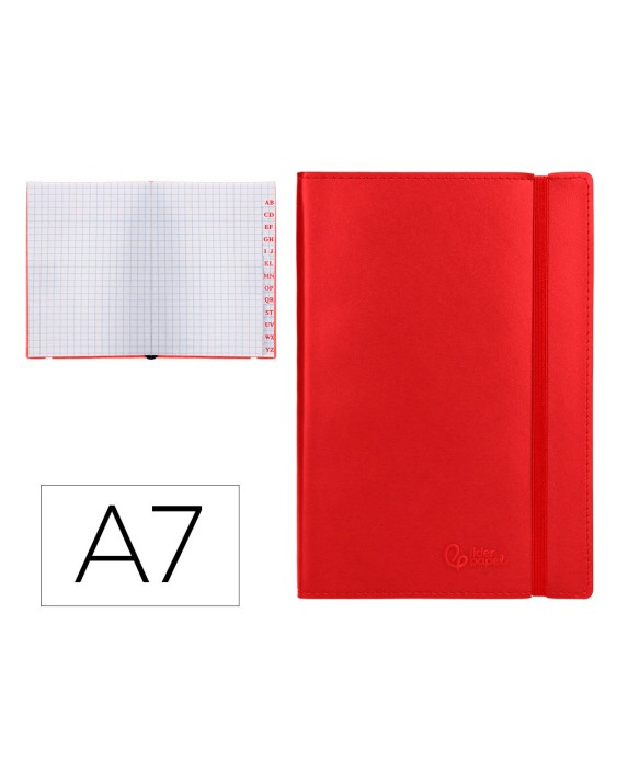 Libreta indice liderpapel similpiel a7 120 hojas 70gr color rojo