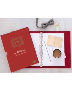 Libro liderpapel din a4 actas 30 anillas con 100 hojas movibles taladradas y numeradas color burdeos