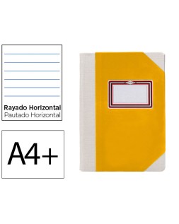 Libro cartone cosido fernandes flecha din a4+ rayado horizontal 50 hojas 100 gr amarillo