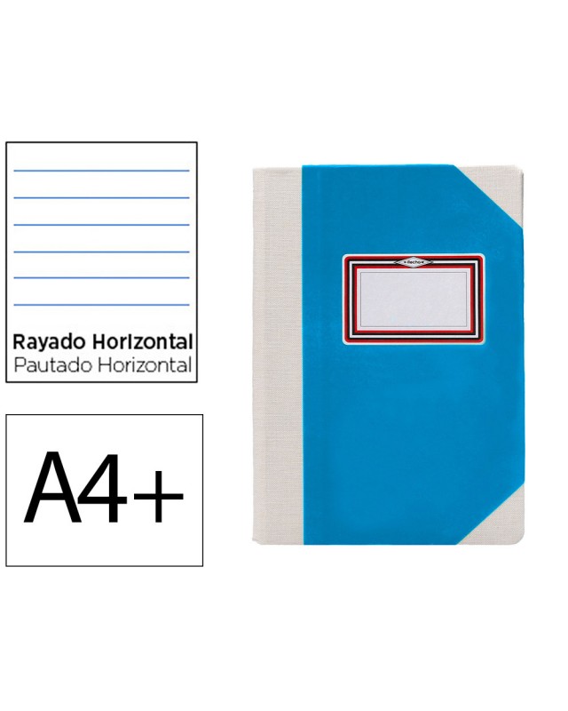 Libro cartone cosido fernandes flecha din a4+ rayado horizontal 50 hojas 100 gr azul