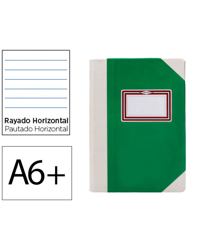 Libro cartone cosido fernandes flecha din a6+ rayado horizontal 50 hojas 100 gr rojo