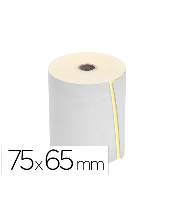 Rollo sumadora q-connect electra 75 mm ancho x 65 mm diametro copiativo con 2 hojassin bisfenol a