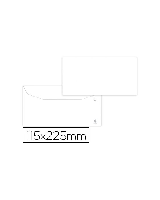 Sobre liderpapel blanco 115x225 mm solapa engomada papel offset 80 gr caja de 500 unidades