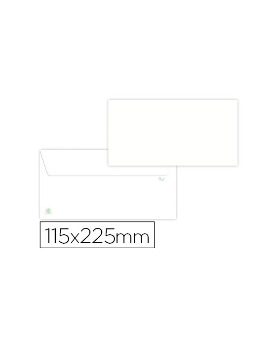 Sobre liderpapel blanco 115x225 mm solapa tira de silicona papel reciclado 90 gr caja de 500 unidades