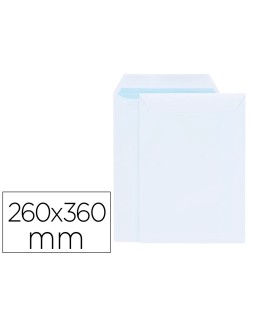 Sobre liderpapel bolsa blanco 260x360 mm solapa tira de silicona papel offset 100 gr caja de 250 unidades