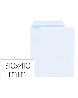 Sobre liderpapel bolsa blanco 310x410 mm solapa tira de silicona papel offset 100 gr caja de 250 unidades