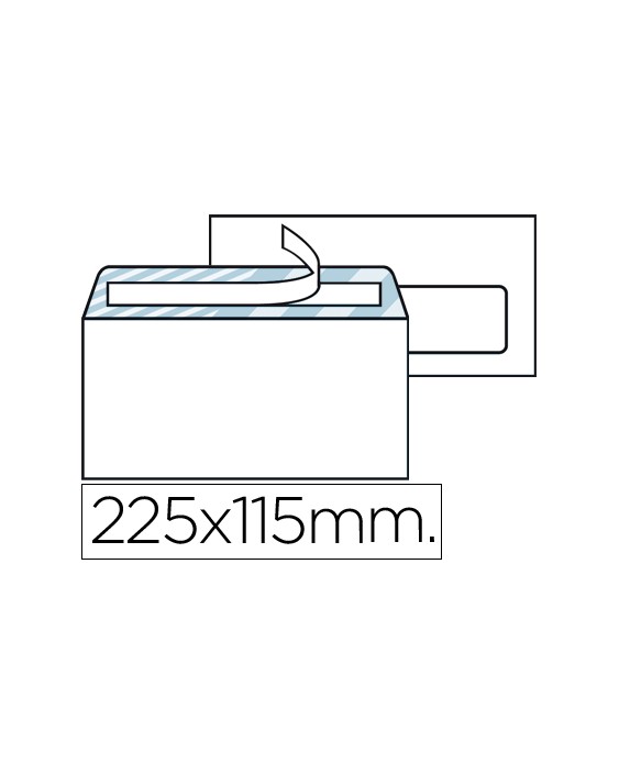 Sobre liderpapel n.4 blanco americano ventana derecha 115x225mm tira silicona open system caja de 500 unidades