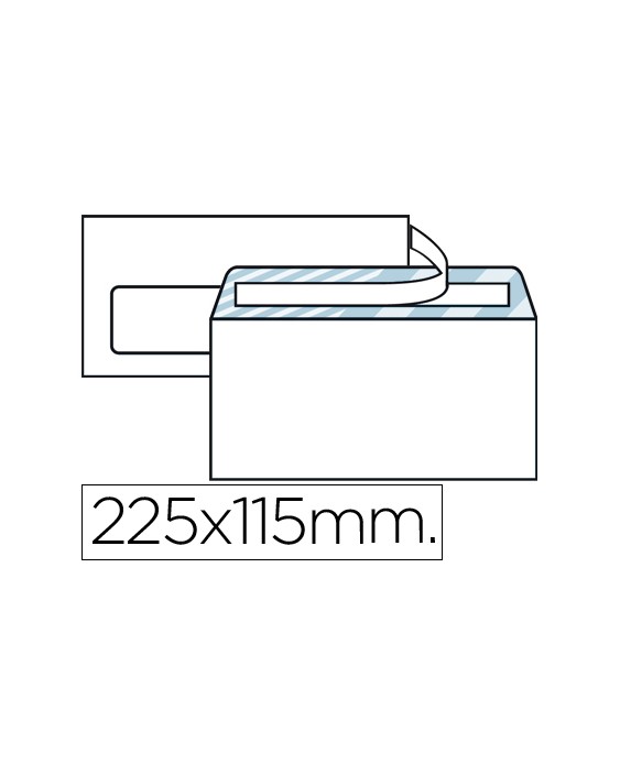 Sobre liderpapel n.6 blanco americano ventana izquierda 115x225 tira silicona open system caja de 500 unidades