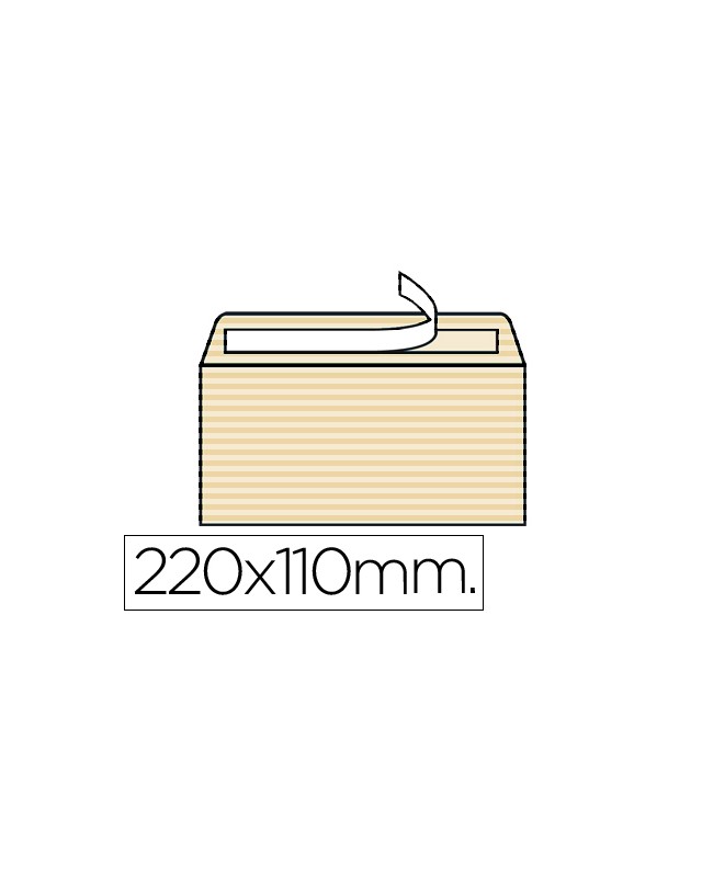 Sobre liderpapel verjurado ahuesado 120 gr tira silicona 110x220mm caja de 250 unidades