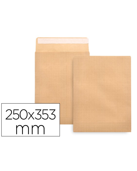 Sobre liderpapel bolsa n.11 kraft folio prolongado 250x353mm tira de silicona caja de 250 unidades