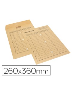 Sobre sam bolsa kraft natural 120 gr cierre multiadhesivo 260x360 mm correo interno 3 taladros impreso 2 caras caja