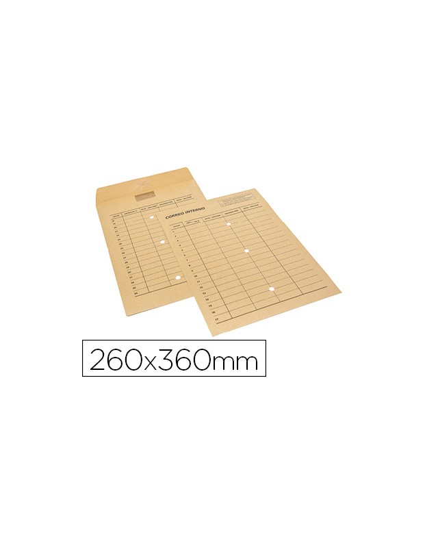 Sobre sam bolsa kraft natural 120 gr cierre multiadhesivo 260x360 mm correo interno 3 taladros impreso 2 caras caja