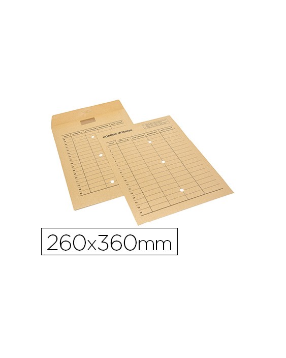 Sobre sam bolsa kraft natural 120 gr cierre multiadhesivo 260x360 mm correo interno 3 taladros impreso 2 caras caja