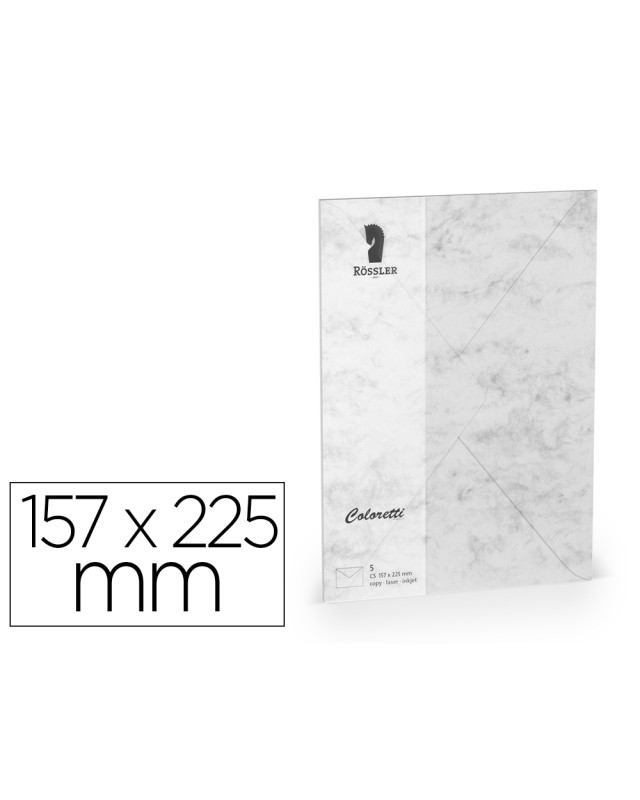 Sobre rossler coloretti c5 color marmol gris 157x225 mm pack de 5 unidades