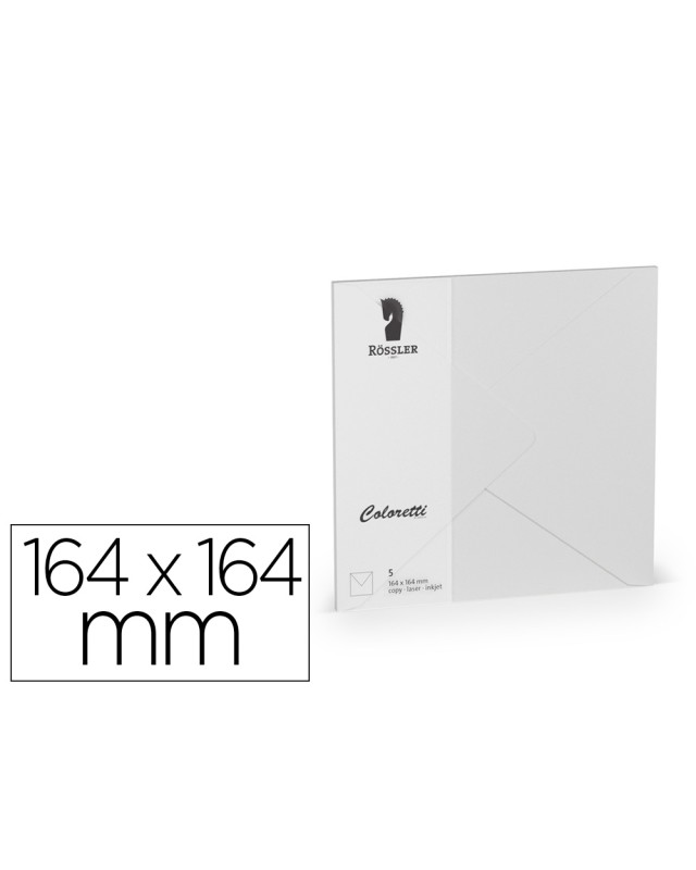 Sobre rossler coloretti cuadrado grande color gris claro 164x164 mm pack de 5 unidades