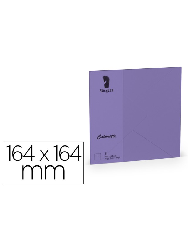 Sobre rossler coloretti cuadrado grande color lila 164x164xmm pack de 5 unidades