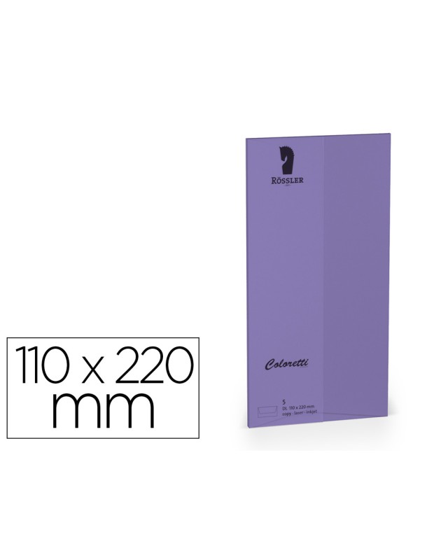 Sobre rossler coloretti dl americano color lila 110x220 mm pack de 5 unidades