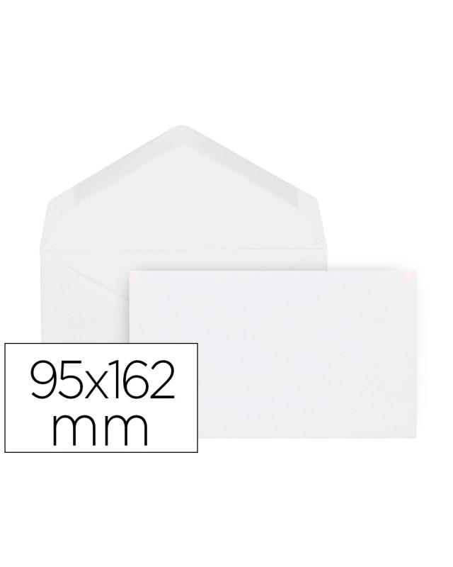 Sobre liderpapel blanco con fondo 95x162 mm engomado solapa de pico caja de 500 unidades