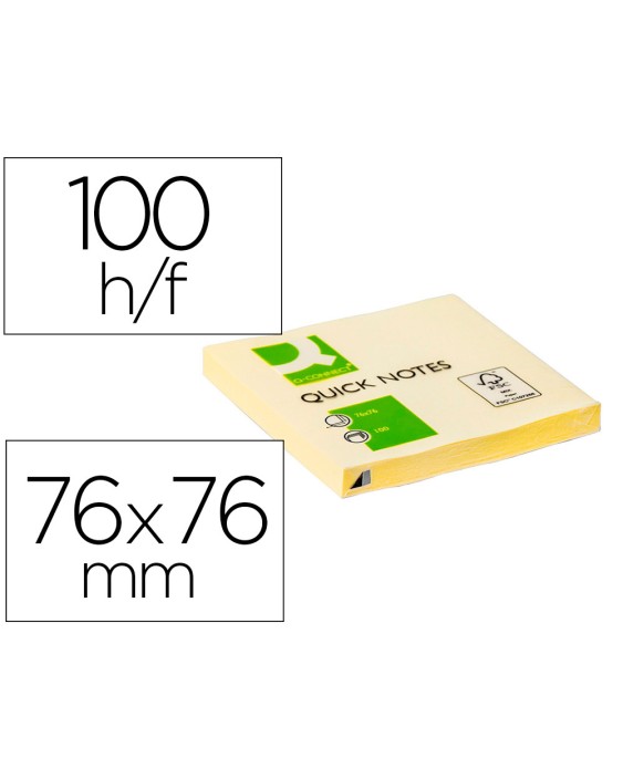 Bloc de notas adhesivas quita y pon q-connect 76x76 mm con 100 hojas