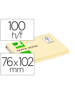 Bloc de notas adhesivas quita y pon q-connect 76x102 mm con 100 hojas