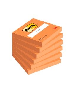 Bloc de notas adhesivas quita y pon post-it 76x76 mm naranja neon con 100 hojas