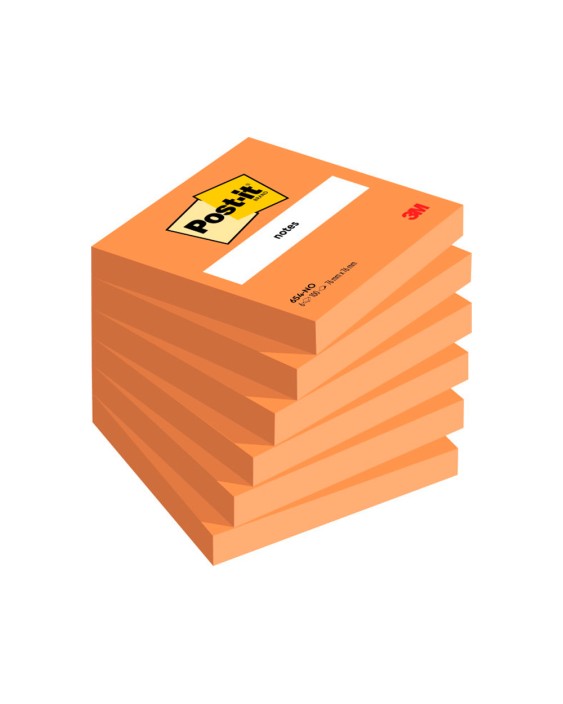 Bloc de notas adhesivas quita y pon post-it 76x76 mm naranja neon con 100 hojas