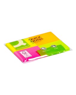Bloc de notas adhesivas quita y pon q-connect 38x51 mm con 50 hojas fluorescentes pack de 4 unidades