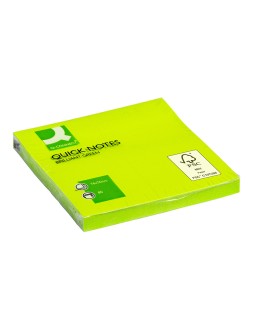 Bloc de notas adhesivas quita y pon q-connect 76x76 mm verde neon 80 hojas