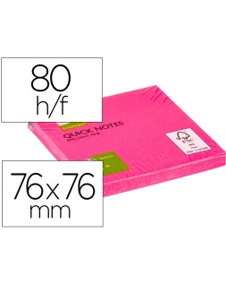 Bloc de notas adhesivas quita y pon q-connect 76x76 mm rosa neon 80 hojas