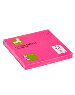 Bloc de notas adhesivas quita y pon q-connect 76x76 mm rosa neon 80 hojas